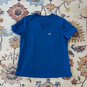 Figs Caterina Scrub Top Women's Size Large One Pocket Royal Blue
